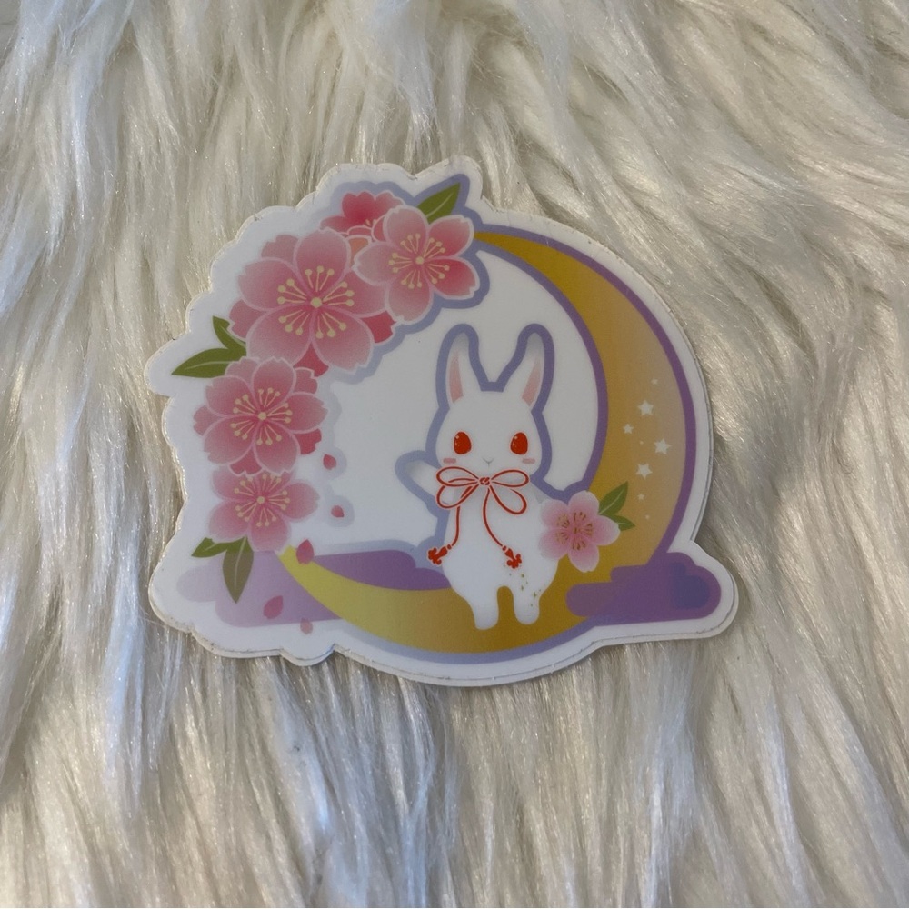 Cute Rabbit and Cherry Blossom Sticker